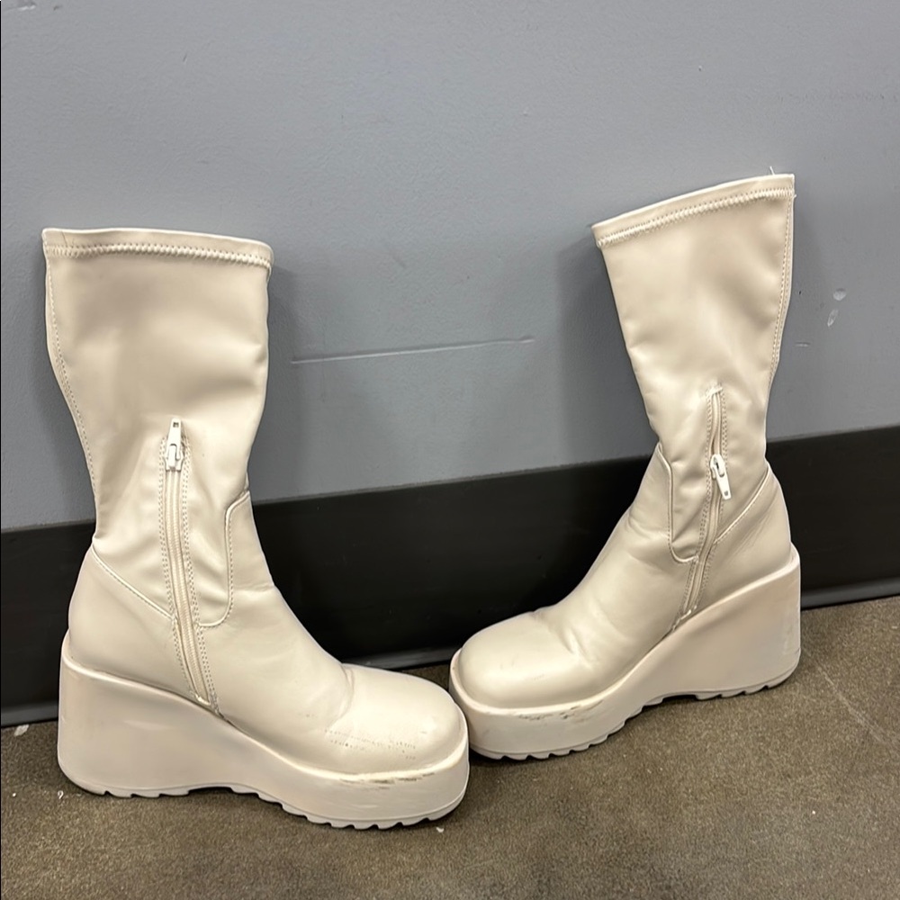Women's Cream Platform Boots